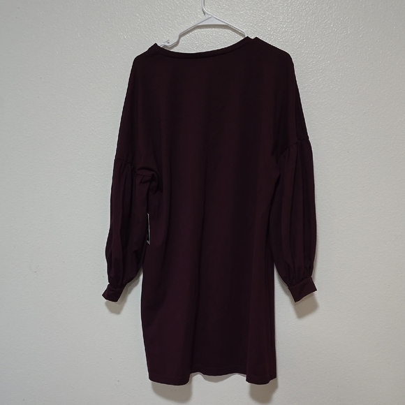 Express Red Sheath Dress with V-Neck and Bishop Sleeves - Picture 6 of 6